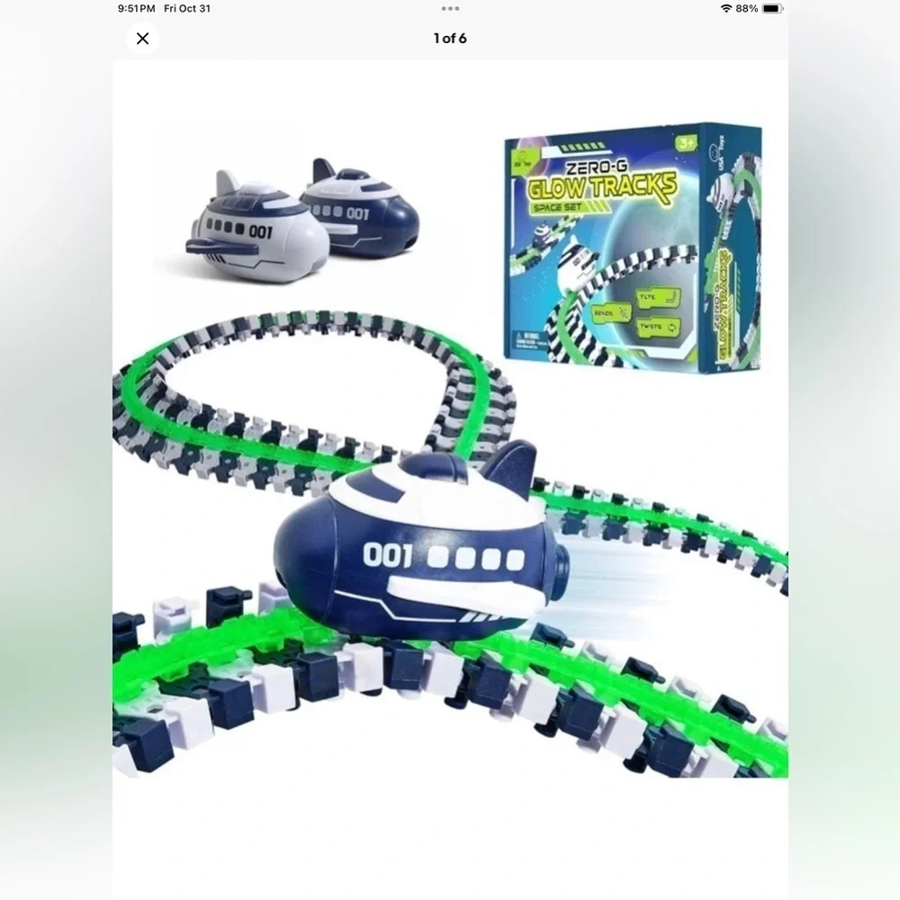 USA Toyz Zero G Space Glow Race Track for Kids- 258pc